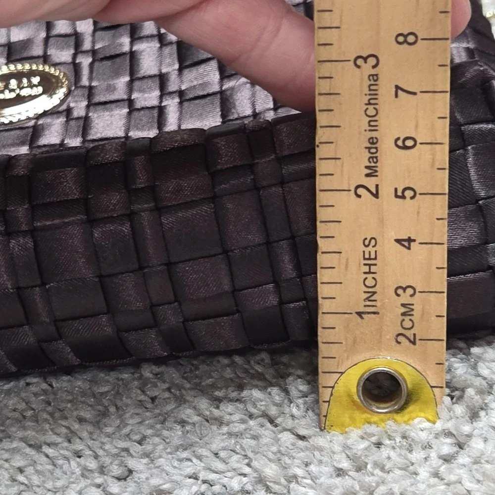 The Sak Woven Satin Baguette Shoulder Bag Breast Cancer Awareness Charm Minimal